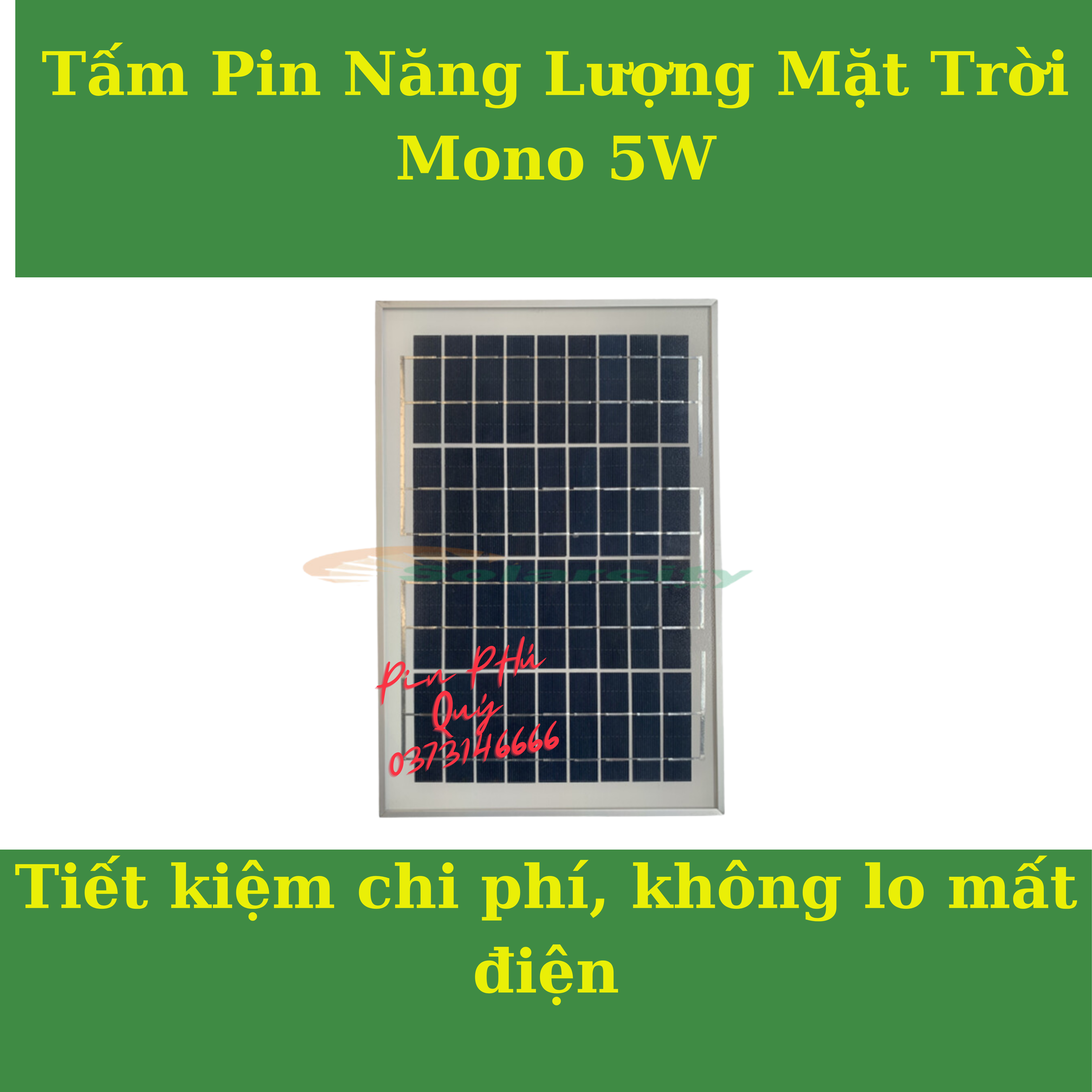 Tấm Pin Năng Lượng Mặt Trời Mono 5W